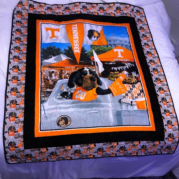 Tennessee Football Quilt. Hand sewn and Hand quilted and binded.
